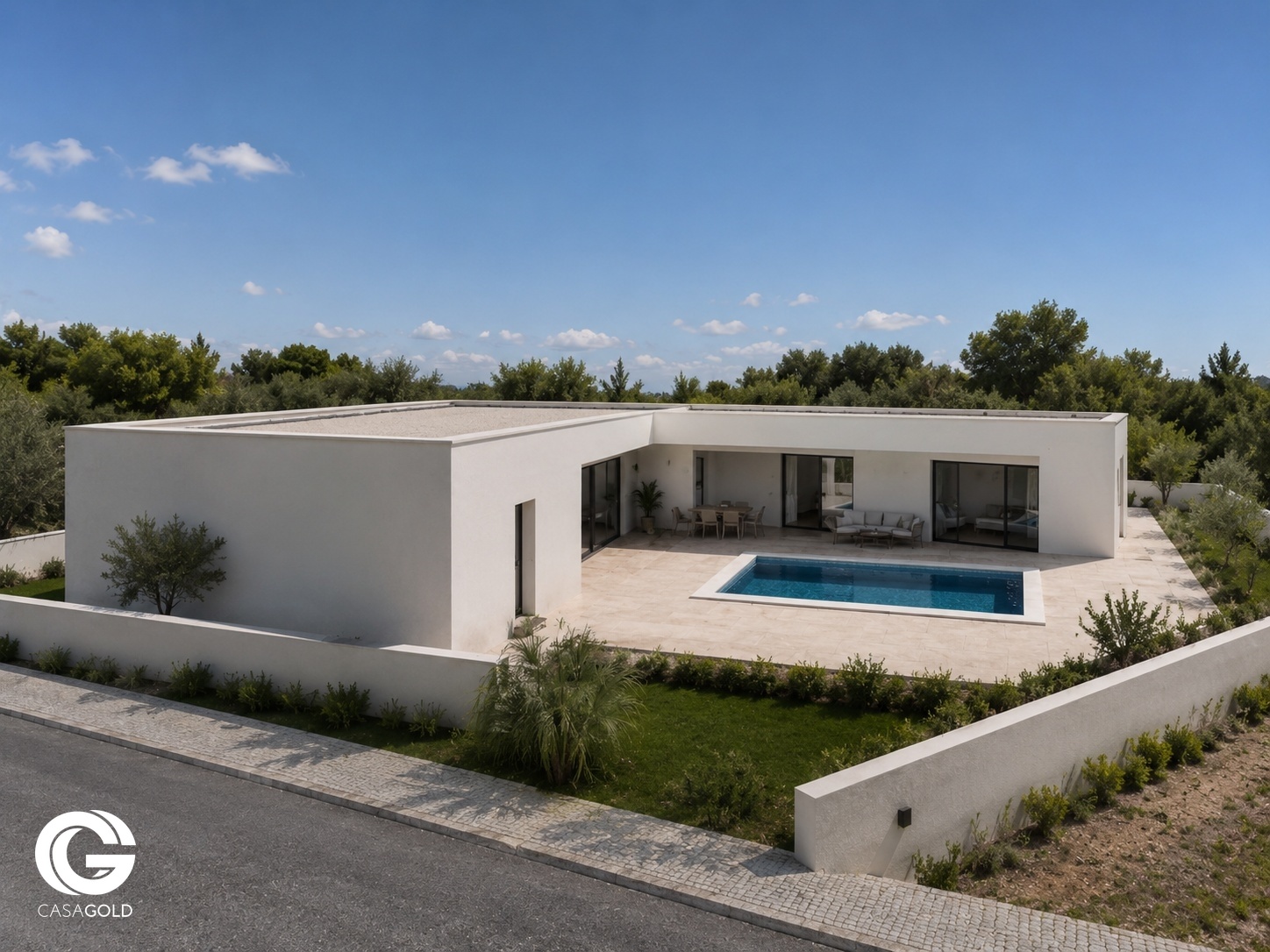 Open-plan kitchen and living area of the new 3-bedroom villa in Serra do Bouro with pool — Casa Gold